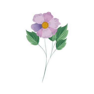 güzel çiçeklerle yapraklar izole simgesi