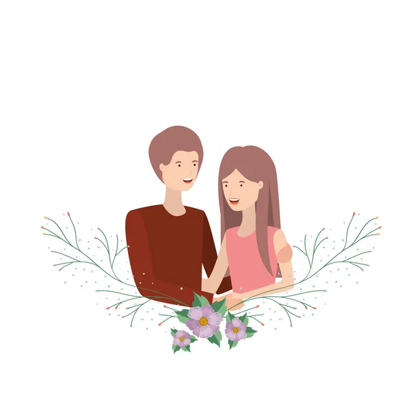 Jovem casal avatar personagem —  Vetores de Stock