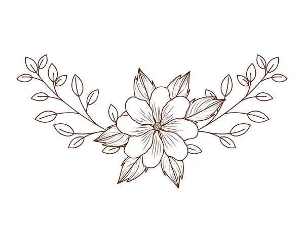Γιρλάντα με λουλούδια και φύλλα απομονωμένες εικονίδιο — Διανυσματικό Αρχείο