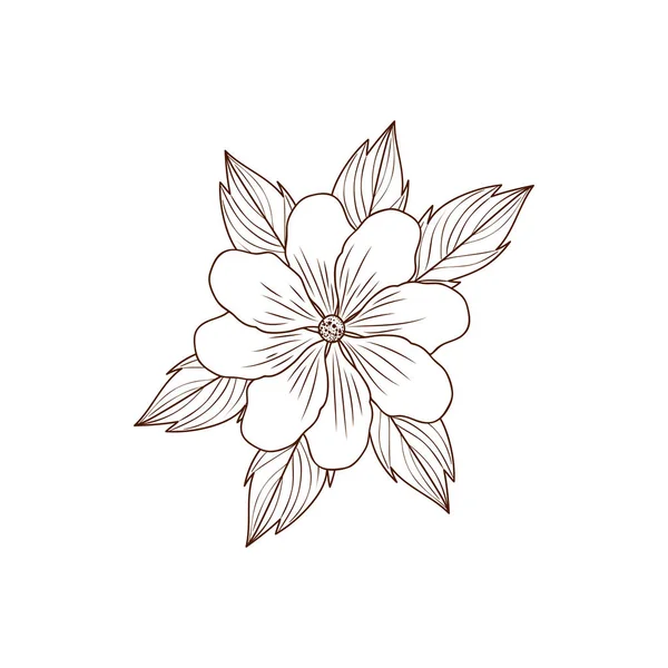 Красиві квіти з листям ізольовані значок — стоковий вектор