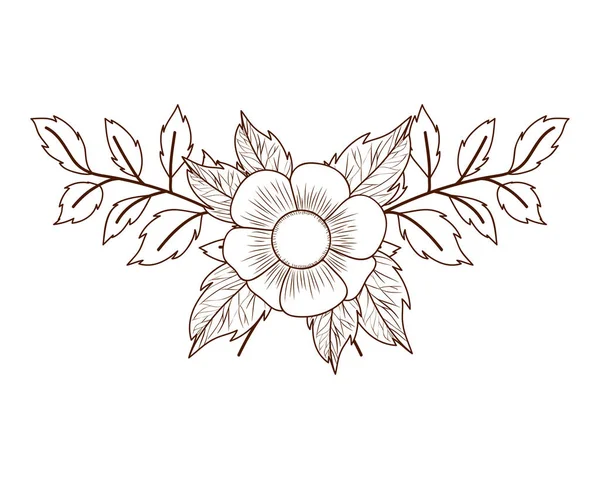 Guirlande avec fleurs et feuilles icône isolée — Image vectorielle