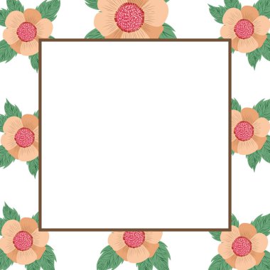 çerçeve ile çiçekler ve yapraklar izole simgesi