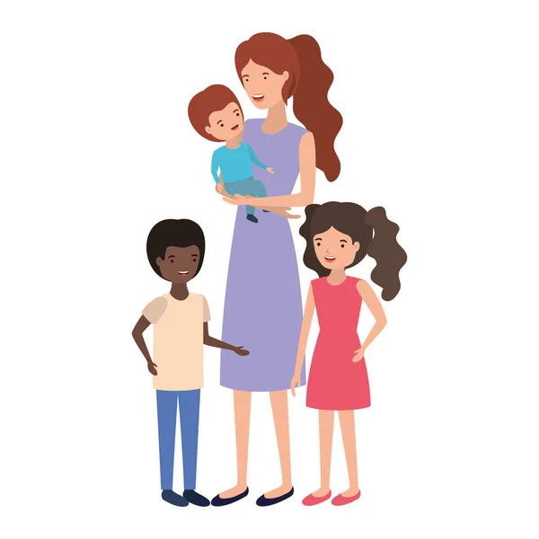 Femme avec des enfants avatar personnage — Image vectorielle