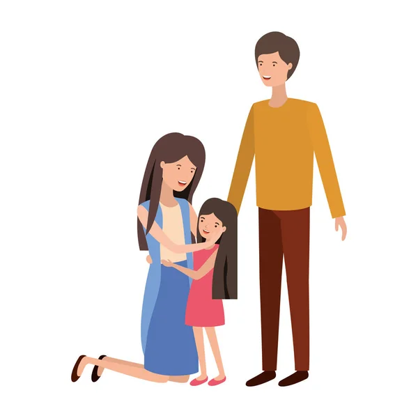 Para rodziców z córką avatar znaków — Wektor stockowy