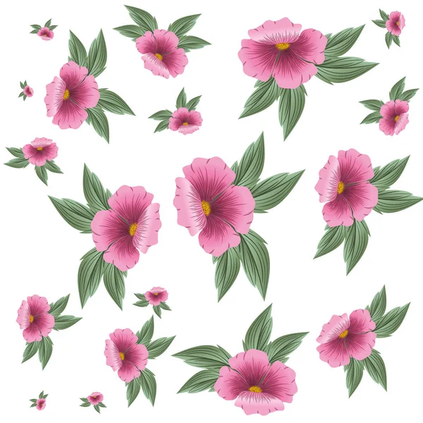Pattern flowers with leafs isolated icon — Stock Vector