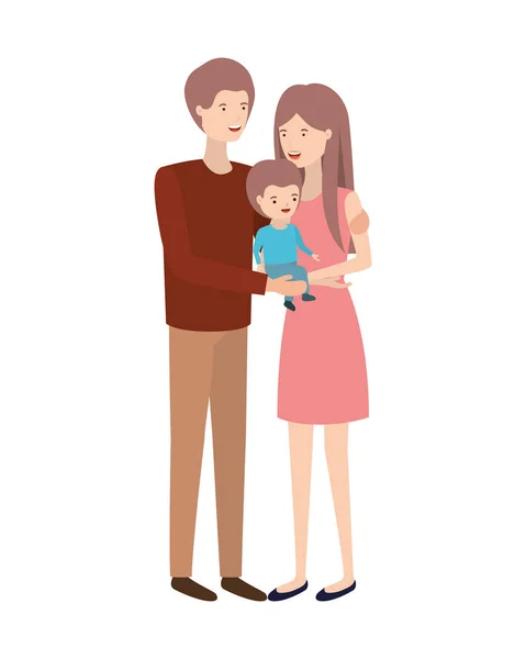 Δυο γονείς με γιο avatar χαρακτήρων — Διανυσματικό Αρχείο
