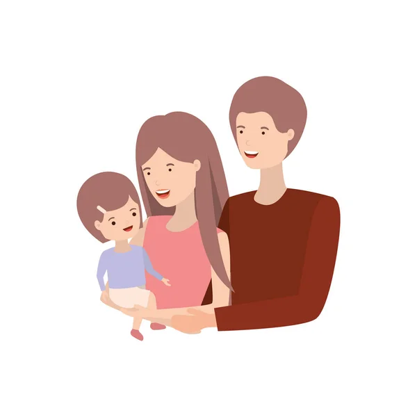 Ζευγάρι γονέων με κόρη avatar charactar — Διανυσματικό Αρχείο