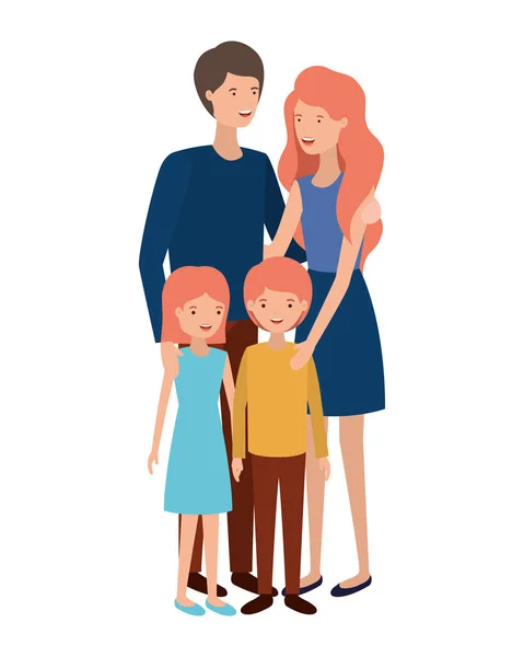 Пара батьків з дітьми персонаж аватар — стоковий вектор
