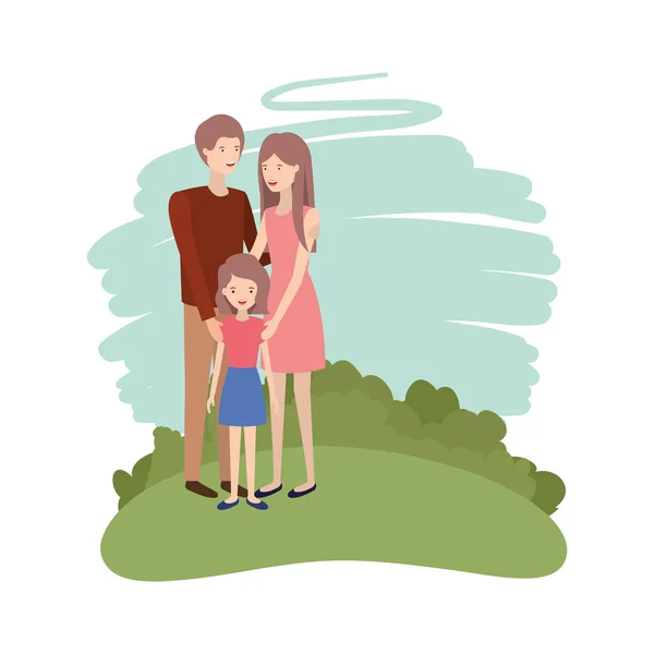 Par av föräldrar med dotter avatar karaktär — Stock vektor