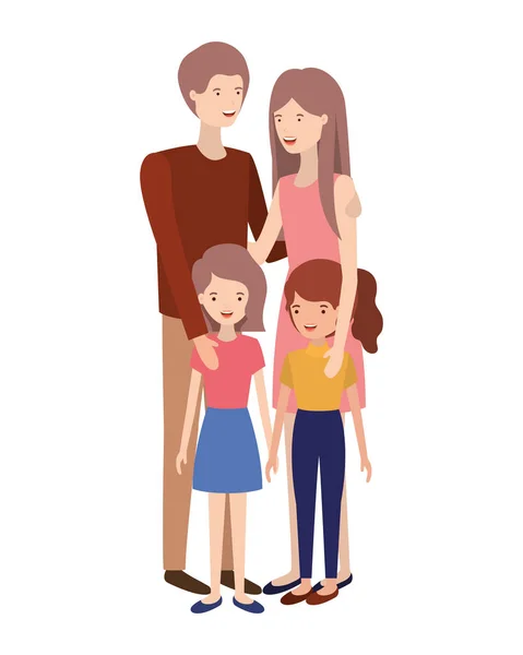 Paar van ouders met kinderen avatar karakter — Stockvector