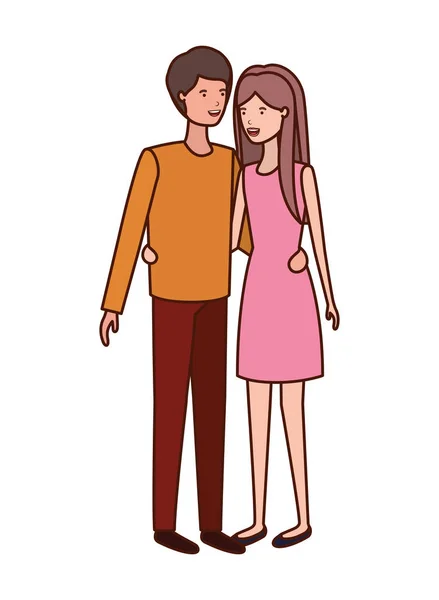 Young couple avatar character — Stock Vector