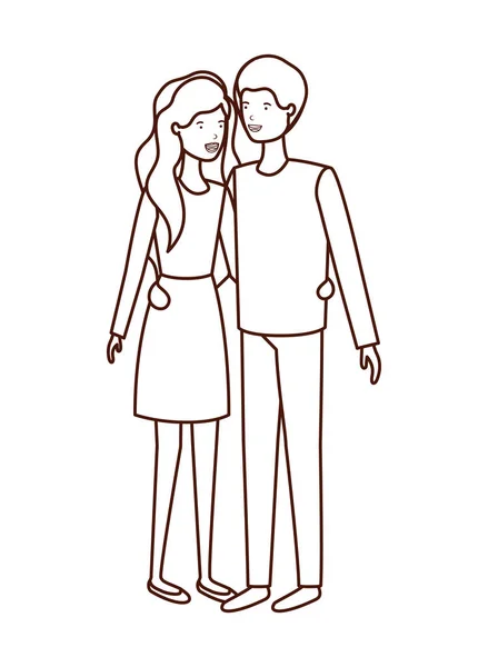 Jeune couple avatar personnage — Image vectorielle