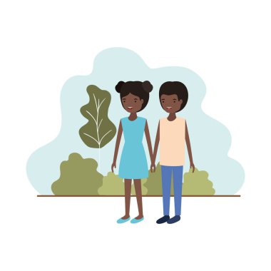 manzara avatar karakter ile genç Çift