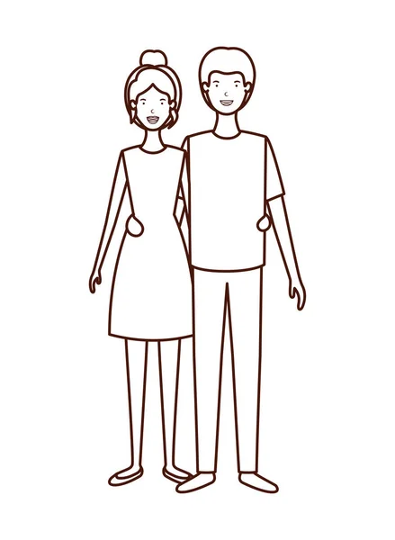 年轻夫妇头像字符 — 图库矢量图片
