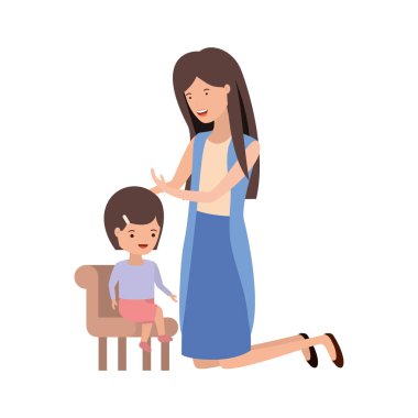 Bebek Koltuğu avatar karakter üzerinde oturma kadınla