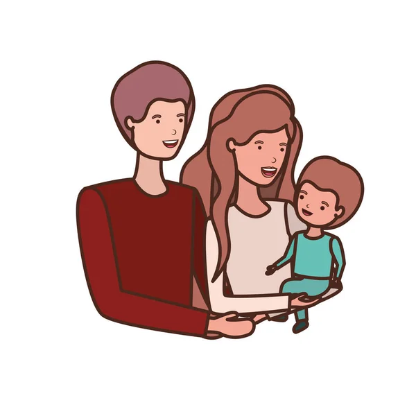 Couple of parents with son avatar character — Stock Vector