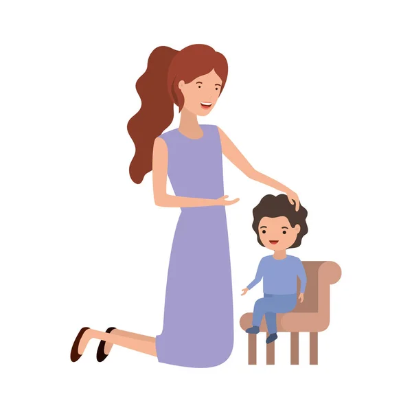 Nő baby ül a szék avatar karakter — Stock Vector