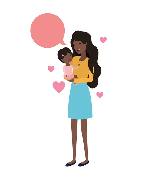 Nő baby és a beszéd buborék avatar karakter — Stock Vector