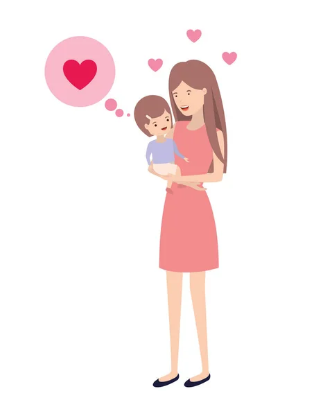 Mujer con bebé y habla burbuja avatar carácter — Archivo Imágenes Vectoriales
