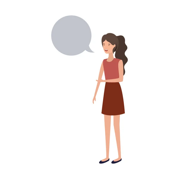 Mladá žena s řeči bublina avatar znaků — Stockový vektor