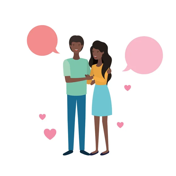 Konuşma balonu avatar karakter ile genç çift — Stok Vektör