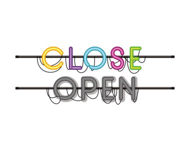 neon ışığı izole simgesi etiketinde kapatın