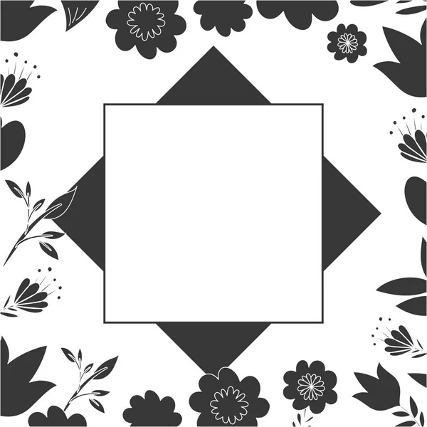 Rahmen mit Blumen und Blättern — Stockvektor