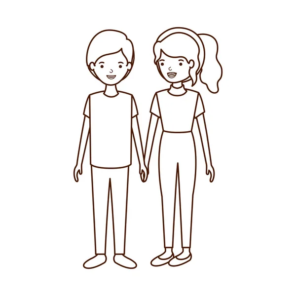 Jeune couple avatar personnage — Image vectorielle