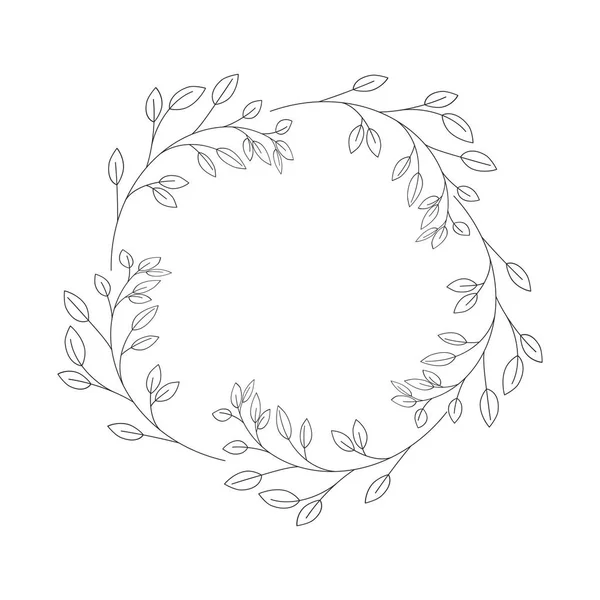 Krans med blommor och blad isolerade ikonen — Stock vektor