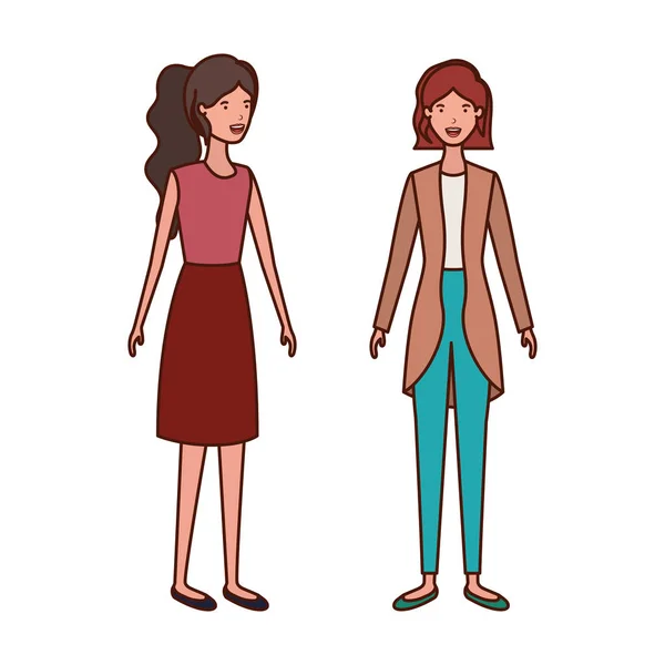 Carácter avatar mujeres jóvenes — Vector de stock