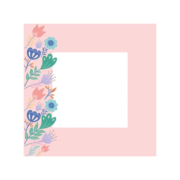 Frame with flowers and leafs icon — Stock Vector