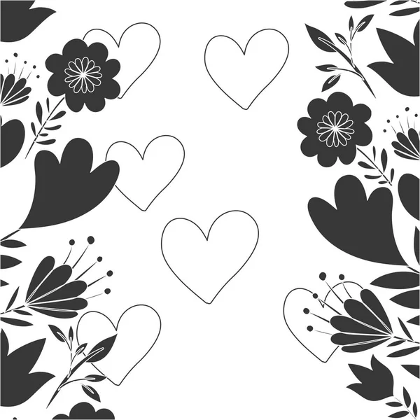 Frame met bloemen en blaadjes pictogram — Stockvector