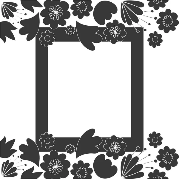 Cornice con fiori e foglie icona — Vettoriale Stock