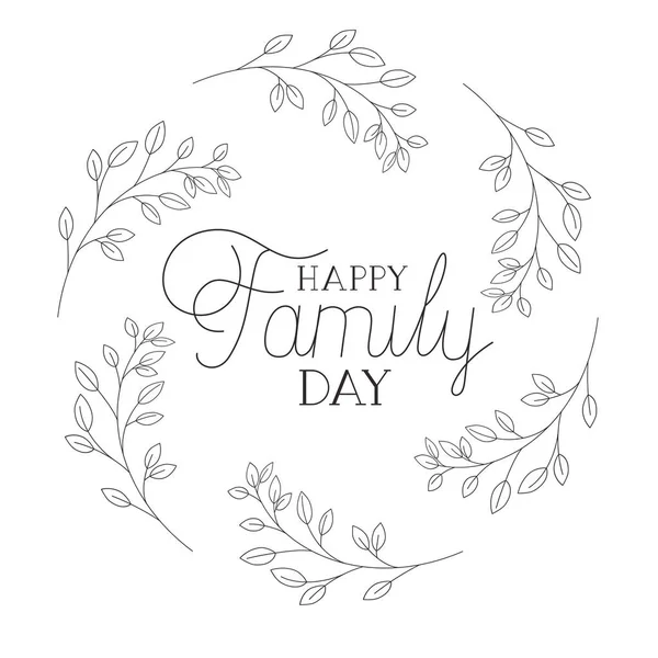 Happy family day label isolated icon — Stock Vector