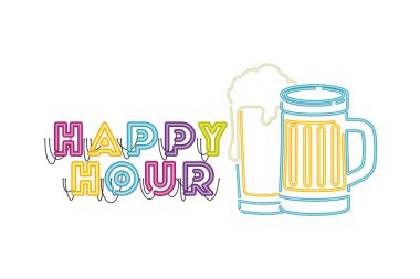 neon ışığı simgesi bira ile cam