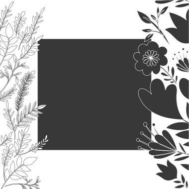 çerçeve ile çiçekler ve yapraklar simgesi