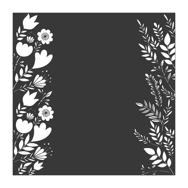 Keret, virágok és levelek ikon — Stock Vector