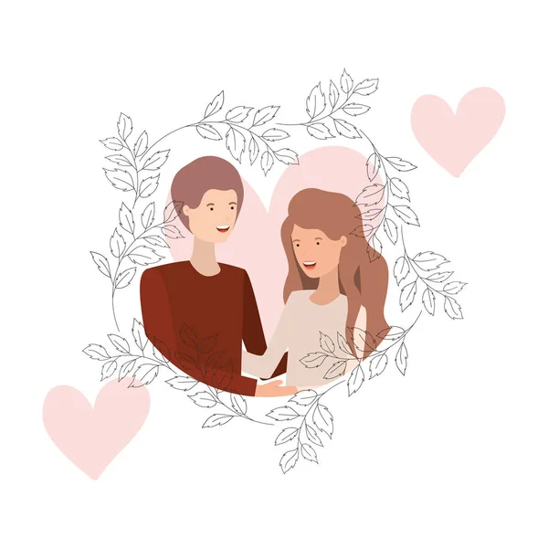 Young couple avatar character — Stock Vector