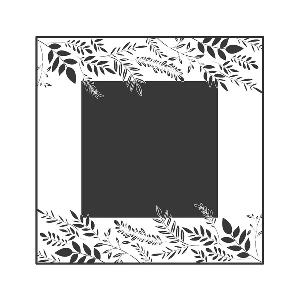 Bingkai dengan ikon bunga dan daun - Stok Vektor