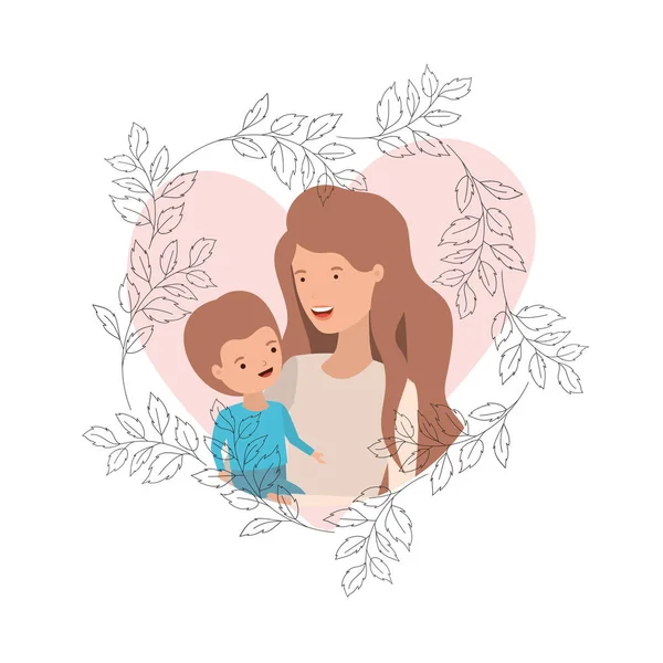 Vrouw met baby avatar karakter — Stockvector