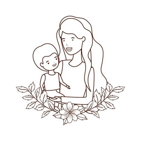 Γυναίκα με μωρό avatar χαρακτήρων — Διανυσματικό Αρχείο