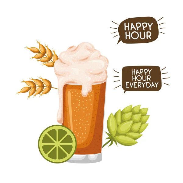 Vidrio con cerveza icono aislado — Vector de stock