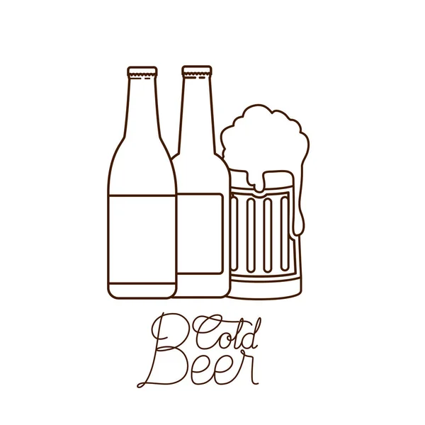 Vychlazené pivo štítek izolované ikona — Stockový vektor