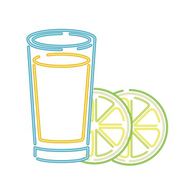 bira köpük ve limon neon ışık ile