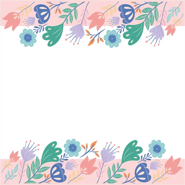 Frame met bloemen en blaadjes pictogram — Stockvector