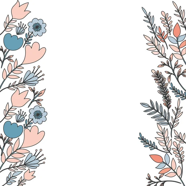 Cornice con fiori e foglie icona — Vettoriale Stock