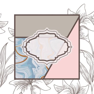 Victorian çerçeve ve çiçekler izole simgesi olan