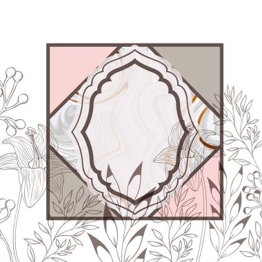 Victorian çerçeve ve çiçekler izole simgesi olan