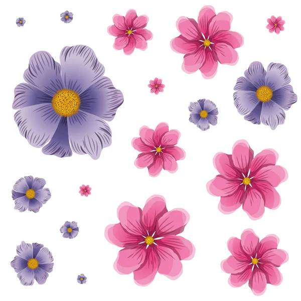 Patroon van bloemen geïsoleerde pictogram — Stockvector