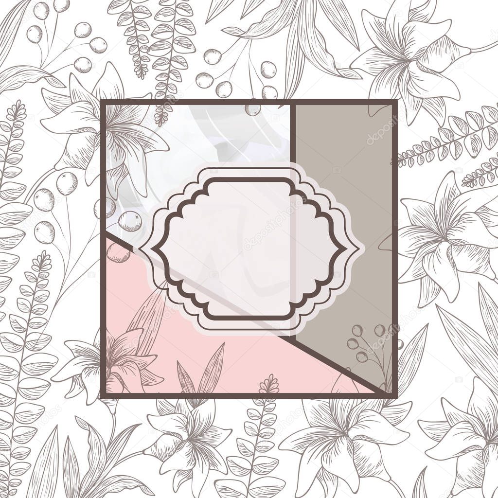 victorian with frame and flowers isolated icon